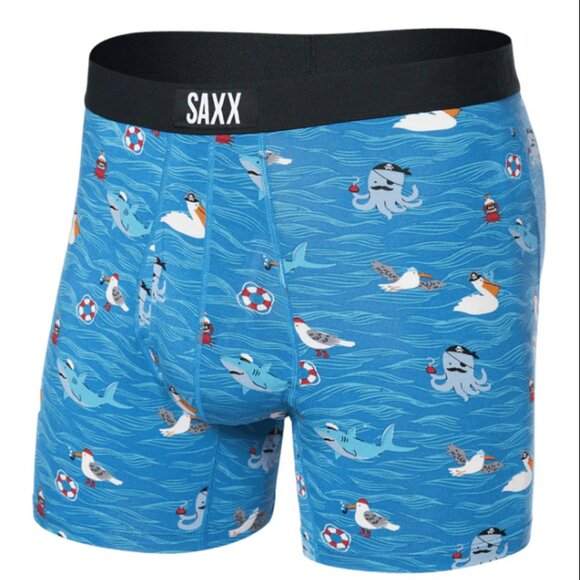 NWT Saxx Ultra Boxer Briefs Relaxed Fit - Seas Tha Day Lake Blue - Size Large - Picture 1 of 4